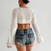 Summer Women's Off-Shoulder Knitted Top European American Style Long Sleeve Semi-Transparent Hollow out Short T-Shirt_ecoleips.com