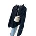 Chic Retro Hong Kong Style Long-sleeve Sweatshirt For Women, Spring Autumn Korean Version, Loose And Slimming, Thin Polo_ecoleips.com