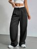 Spring Summer New High-Waisted Spliced Trousers Women's Casual Loose Straight Drape Design Fashionable Bottoms_ecoleips.com