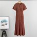 Women's Clothing Summer Knitted Dress Round Neck Short Sleeve Slimming Shimmering Hollow Out Elegant Casual England Style_ecoleips.com