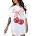 Women's Clothing Letter Pattern Loose Casual Printed Drop Shoulder T Shirt_ecoleips.com