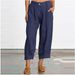Women's Clothing Women's Plus Size Loose Trousers Style Cotton Linen Solid Color Cropped Casual Pants For Formal & Casual For Women_ecoleips.com