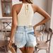 Voya Women's Summer Vacation New Top With Geometric Hollow Diamond Pattern And Lace Design, Niche Vest_ecoleips.com