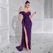 Sequin Mermaid Evening Gown Strapless High-Waist Party Dress with Slit for Women XS-XL Polyester-Spandex Blend 16 Colors_ecoleips.com