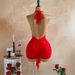 Red Crisscross V-Neck Bodycon Mini Dress for Women with Starfish Charm And Flowing Tie Detail_ecoleips.com