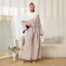 Women's Muslim Style Color-Block Cardigan Robe Abaya Dubai Saudi Arabia Long Dress_ecoleips.com