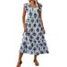 Women's Floral Print V-Neck Maxi Dress French Vacation Style Flowy A-Line Sundress for Summer_ecoleips.com
