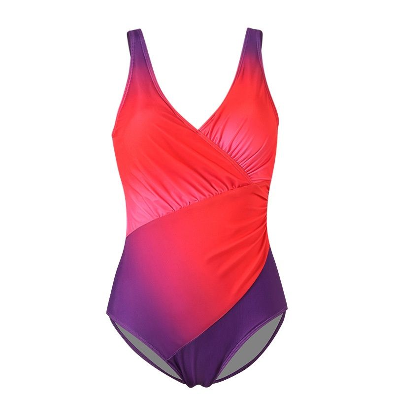 Aria Basics New European And American Style Cross-border Swimwear, Rainbow Gradient One-piece Swimsuit For Plus-size Women_ecoleips.com