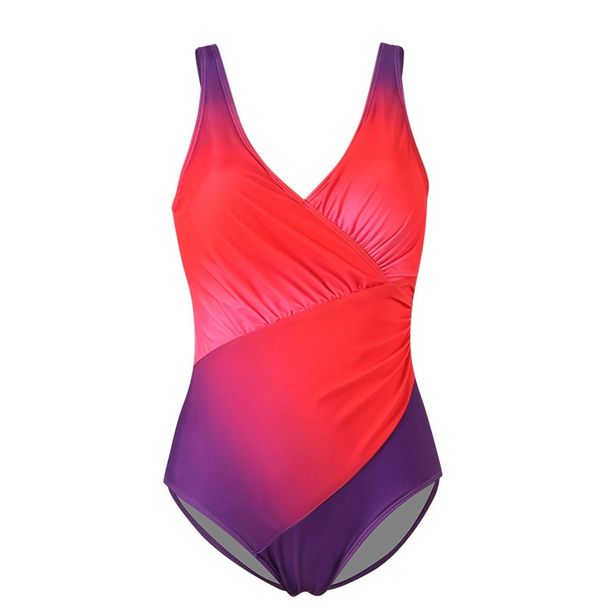 Aria Basics New European And American Style Cross-border Swimwear, Rainbow Gradient One-piece Swimsuit For Plus-size Women_ecoleips.com
