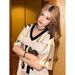 Women's Retro Style Short Sleeve T-Shirt Leopard Print Color Blocking V-Neck Slimming Quick Drying Loose Casual Top For Summer_ecoleips.com