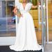 Women's sexy deep V pleated wide leg large size jumpsuit_ecoleips.com