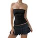 Women's Solid Color Pullover Sleeveless Off-Shoulder Top Strapless Simple Casual Style European And American Trend Summer New Arrival 2024_ecoleips.com