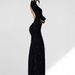 Women's Clothing Glitter High Neck Long Sleeve Bodycon Dress With Backless & Slit Design – Trendy Party & Evening Wear (Black, Silver)_ecoleips.com