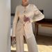 Women's Minimalist Suit Set – White Top & Straight-Leg Pants (S-XL, Autumn & Winter)_ecoleips.com