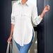 Sweet Polyester Polo Collar Shirt For Women's Autumn And Winter, Fitted Long-Sleeved Shirt_ecoleips.com