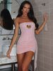 Hugcitar Sequined Strapless Heart Shape Hole Sexy Zipper Patchwork Mesh Mini Dress Summer Elegant Cute Outfits Birthday Party_ecoleips.com