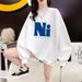 Women's Fleece Lined Sweatshirt 2023 round Neck Loose Fit Casual Stylish Versatile Thickened Top Trendy for Autumn Winter_ecoleips.com