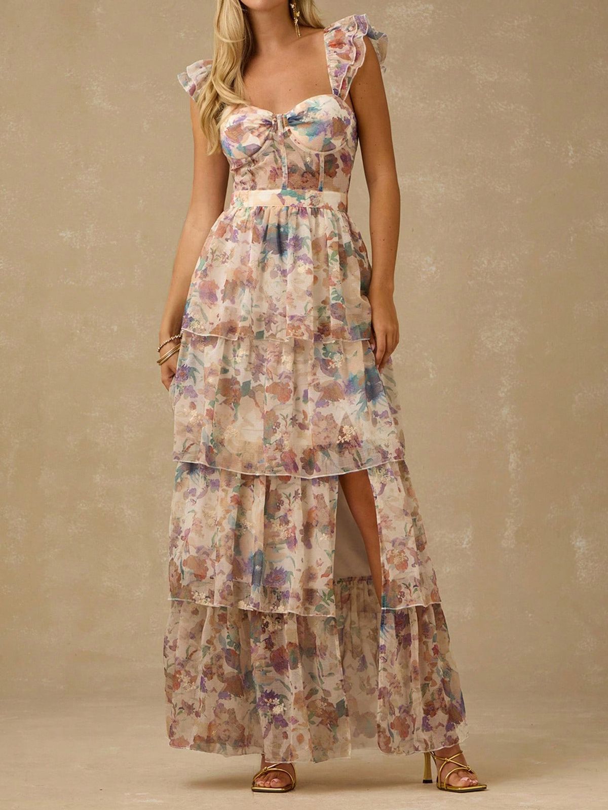 Women's Petite Floral Print Dress Summer Stylish Bow Suspender Dress Clothing for Women_ecoleips.com
