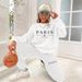 Women's Printed Two Piece Tracksuit, Long Sleeve Pullover Top And Drawstring Waist Pants, Casual Sportswear For Spring And Fall_ecoleips.com
