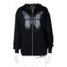 2025 Autumn Winter Women's Casual Loose Jacket Top Butterfly Rhinestone Print Long Sleeve Hooded Sweatshirt Women_ecoleips.com