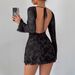 Women's Clothing Sexy Fashion New Printed Backless Dress Temperament Elegant Trumpet Sleeve Short Skirt_ecoleips.com