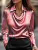 Women's Clothing Printed Notch Collar Blouse – Women’s Swing Hem Long-Sleeve Top (Floral/Abstract/Geometric, S-XL)_ecoleips.com