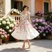 Women's Slim Fitting Halter Dress Retro Style Heart Shaped Neckline Bow Tie Slimming Beach Vacation Dress_ecoleips.com