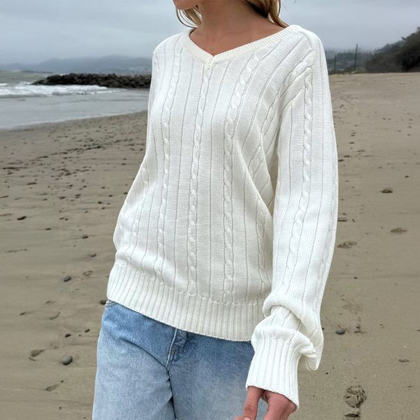 Diyun European And American Fashion Casual Solid Color Base Sweater Knitted Women's Clothing 2025 Autumn_ecoleips.com