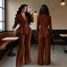 Elegant Flared Pantsuit Set For Women - Slim Fit Blazer & High-Waist Trousers, Office To Evening (Black/Red/Cream)_ecoleips.com