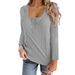 Women's Long Sleeve T-Shirt Button Up Casual Top Solid Color Autumn Fashion For Women_ecoleips.com