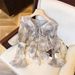 Sweet And Youthful V-neck Bell-sleeve Chiffon Blouse, Spring-summer High-end Style, Ultra-fairy, Irregular Tie Straps,_ecoleips.com