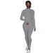 New Spring And Autumn Casual Women's Clothing Set High Neck Embroidered Slim Fit Fitness Jumpsuit_ecoleips.com