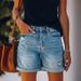 2025s 2025 Autumn Winter Women's Casual Ripped Washed Denim Shorts Straight Pants_ecoleips.com