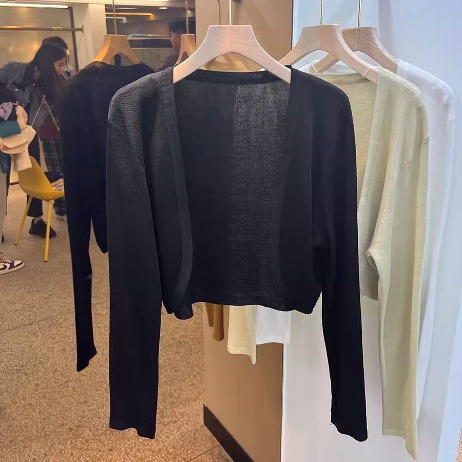 Women's Style Sun Protective Chiffon Blouse Outerwear Shawl Dress Camisole Cardigan Short Jacket Niche Knitwear_ecoleips.com