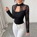Women's Casual Long Sleeve T-Shirt Top Lace Hollow out Patchwork Design Autumn New Arrival Cross Border for Europe And America_ecoleips.com