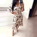 Women's Clothing Summer New Printed V Neck High Waist Lace Up Dress Flared Mid Sleeve Ruffled Slit Long Skirt_ecoleips.com