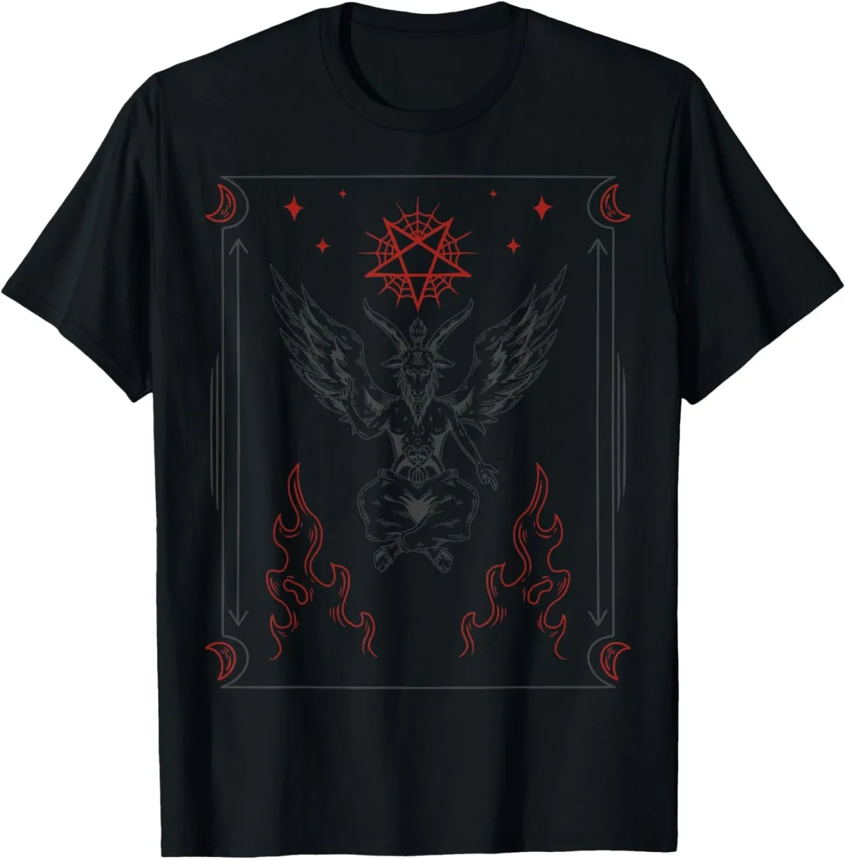 Women's T-Shirts Baphomet Sigil Of Lucifer Satan Goat Occult Gothic Satanic T-Shirt_ecoleips.com