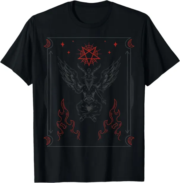 Women's T-Shirts Baphomet Sigil Of Lucifer Satan Goat Occult Gothic Satanic T-Shirt_ecoleips.com