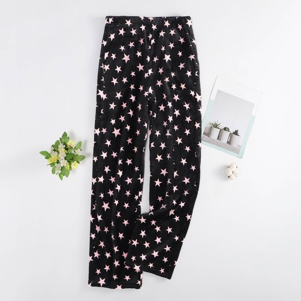 Casual Cow Print Pajama Pants For Women Soft Comfort Plush Sleep Trousers Fall/Winter Casual Home Clothes Cute Pajama Bottoms_ecoleips.com
