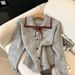 Women's Color Block Knit Cardigan Sweater With Lapel And Tie Detail Sophisticated Sweet Style New Design_ecoleips.com