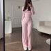 Spring Women's Casual Elastic Waist Two Piece Set Style Round Neck Long Sleeve Fashion_ecoleips.com
