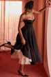 K Heavy Industry Fishbone Waist Strap Sexy Hot Girl Medium Long Dress Mesh Splicing_ecoleips.com