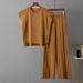 K Casual Suit For Women, New Solid Color Sleeveless Vest, Knitted Sweater, Wide Leg Pants, Plus Size Ice Silk Set_ecoleips.com