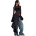 Weird Puss Sexy Irregular Hem T-Shirt Women Patchwork O-Neck Flared Sleeves Summer Midnight Sexy Hottie Fashion Split Long Tops_ecoleips.com