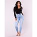 European Collection 2023 Autumn Slim Fit Pencil Jeans In Blue, Plus Size Women's Clothing, Original Order From Own_ecoleips.com