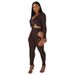 Sexy Ribbed V-Neck Two-Piece Set – Stretchy High-Waist Pants & Long-Sleeve Top For Women (S-XXL, 6 Colors)_ecoleips.com