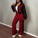 Women's Color-Block Hoodie & Straight Leg Pants Set – Trendy Casual Outfit (S-XXL, Black/Red) | Winter-Ready Comfort & Style_ecoleips.com