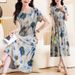 Cotton Silk Printed Skirt 2024 Spring Summer New Rayon Bohemian Floral Women Long Maxi Dress_ecoleips.com