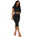 YD8745-C2 Special Offer No Returns Or Exchanges Women's Fashion Sexy Waist-Exposing Solid Color Two-Piece Set_ecoleips.com