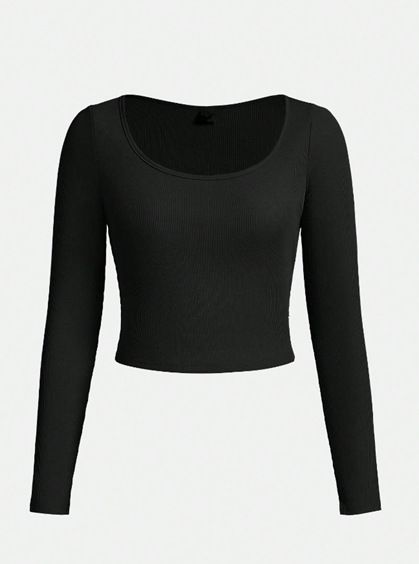 Women's Solid Color Square Neck Long Sleeve Tight Fitting Inner Base Shirt European American Style Multi Piece Autumn Clothing Set_ecoleips.com